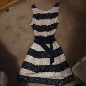 Navy blue & cream stripped dress